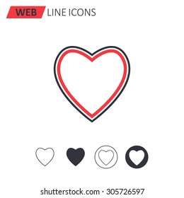 Vector illustration of thin line heart icon . Can be used as company logo, badge, web interface and mobile application button, pictogram