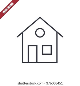 Vector illustration of thin line house icon . Can be used as company logo, badge, web interface and mobile application button, pictogram