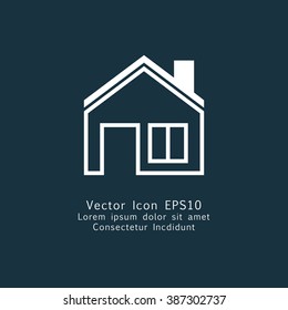 Vector illustration of thin line house icon . Can be used as company logo, badge, web interface and mobile application button, pictogram