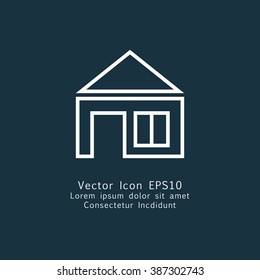 Vector illustration of thin line house icon . Can be used as company logo, badge, web interface and mobile application button, pictogram