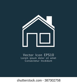 Vector illustration of thin line house icon . Can be used as company logo, badge, web interface and mobile application button, pictogram