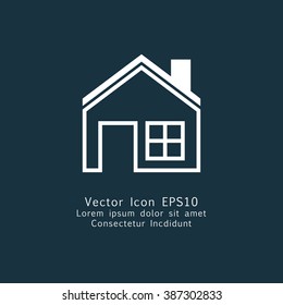 Vector illustration of thin line house icon . Can be used as company logo, badge, web interface and mobile application button, pictogram