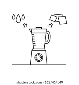 Vector illustration. Thin line icon of making pulp from wastepaper, hand papermaking process. Related for logo, instruction, handmade paper workshop. Linear symbols icon.