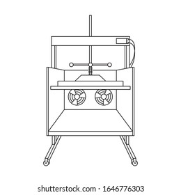 Vector illustration. Thin line icon of drying box for hand papermaking. Related for logo, instruction, workshop. Professional electric machine for dry hand made paper. Linear symbols set