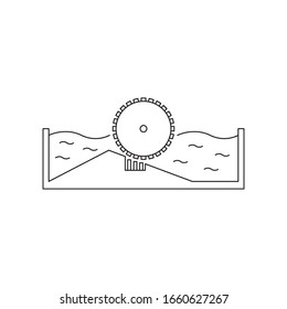 Vector illustration. Thin line icon of hollander beater for papermaking. Related for logo, instruction, handmade paper workshop. Orackle Little Critter machine for break down fiber. Linear symbols set