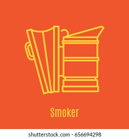 Vector illustration of thin line icon bee smoker