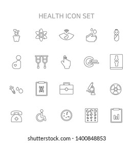 Vector illustration of thin line icons for health, medical, hospital, hospital icons, medical icons, health icons, flower, gift, radiation, ultrasonic, baby, hand washing, water, hand, pediatrics.