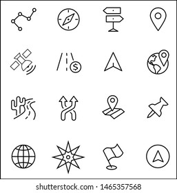 Vector illustration of thin line icons for web, icon set travel arrow. Linear symbols set.