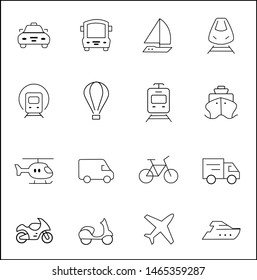 Vector illustration of thin line icons for web, icon set transportation arrow. Linear symbols set.