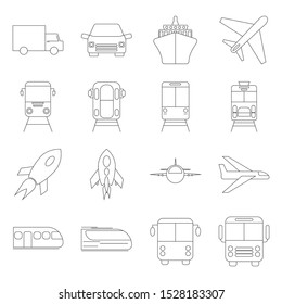 Vector illustration of thin line icons for web, icon set transportation arrow. Linear symbols set.