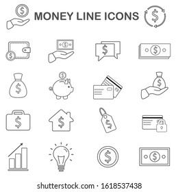 Vector illustration of thin line icons for business, banking, contact, social media, technology, seo, logistic, education, sport, medicine, travel, weather, construction, arrow. Linear symbols set.