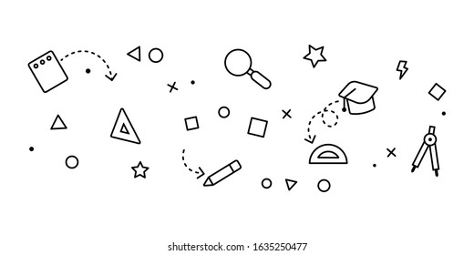 Vector illustration of thin line icons for education.