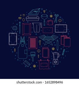  Ilustración vectorial. Iconos de línea delgada de los elementos para la fabricación manual de papel. Relacionado con el logotipo, tutorial, taller de papel de reciclaje hecho a mano. Papel de algodón, técnica antigua hecha a mano, artesanía. Conjunto de símbolos lineales.