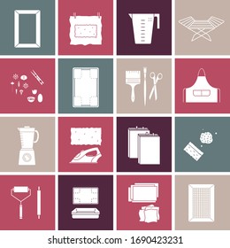  Ilustración vectorial. Iconos de línea delgada de los elementos para la fabricación manual de papel. Relacionado con el logotipo, tutorial, taller de papel de reciclaje hecho a mano. Papel de algodón, técnica antigua hecha a mano, artesanía. Conjunto de símbolos lineales.