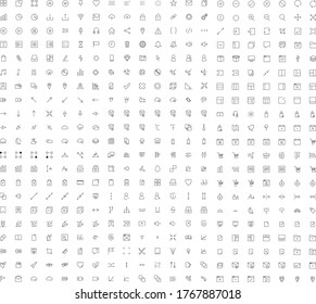 Iconos vectores de línea delgada para negocios, banca, contacto, tecnología, seo, logística, educación, deporte, medicina, viajes, tiempo, construcción, flecha. Conjunto de símbolos lineales