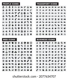 Iconos vectoriales de línea delgada para negocios, banca, contacto, medios sociales, tecnología, seo, logística, educación, deporte, medicina, viajes, tiempo, íconos lineales conjunto de negocios.