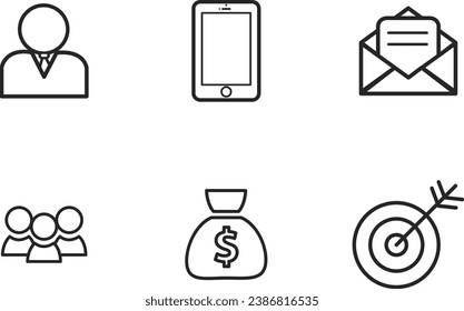 Vector illustration of thin line icons for man, mobail, message mans 