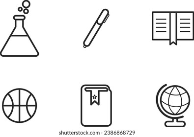 Vector illustration of thin line icons for office icon set