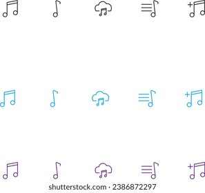 Ilustración vectorial de iconos de línea delgada alrededor del conjunto de iconos negro