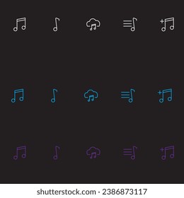 Ilustración vectorial de iconos de línea delgada alrededor del conjunto de iconos blanco y negro