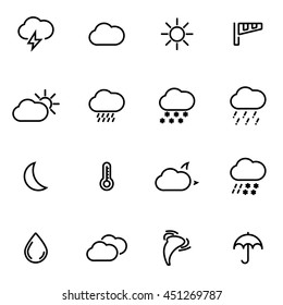 Vector illustration of thin line icons - weather