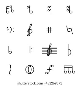 Vector illustration of thin line icons - notes
