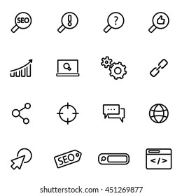 Vector illustration of thin line icons - seo