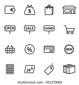 Vector illustration of thin line icons - shop