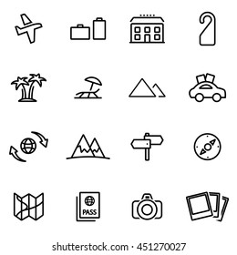 Vector illustration of thin line icons - travel