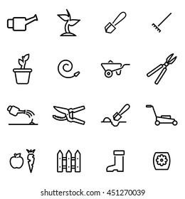 Vector illustration of thin line icons - gardening