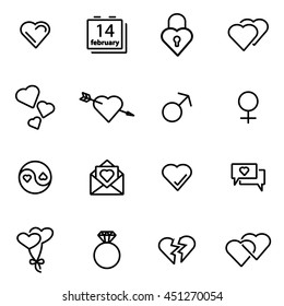 Vector illustration of thin line icons - love
