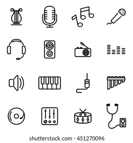 Vector illustration of thin line icons - music