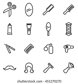 Vector illustration of thin line icons - barber