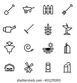 Vector illustration of thin line icons - farming