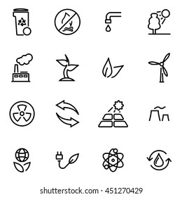 Vector illustration of thin line icons - eco