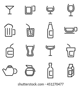 Vector illustration of thin line icons - beverages