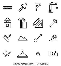 Vector illustration of thin line icons - construction