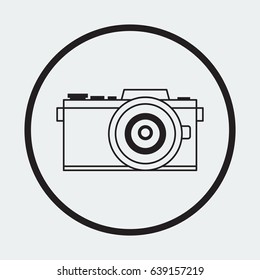 Vector illustration of thin line icons for black camera in modern style,Linear symbols set.