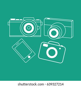 Vector illustration of thin line icons set for white camera,mobile in modern style,Linear symbols set.
