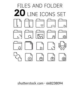 Vector illustration of thin line icons for file and folder Linear symbols set 64*64 pixels.