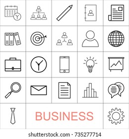 Vector illustration of thin line icons for Business