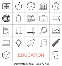 Vector illustration of thin line icons for Education