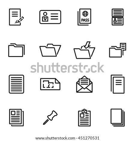 Vector illustration of thin line icons - folder