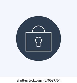 Vector illustration of thin line lock icon . Can be used as company logo, badge, web interface and mobile application button, pictogram