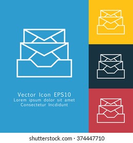 Vector illustration of thin line mailbox icon . Can be used as company logo, badge, web interface and mobile application button, pictogram