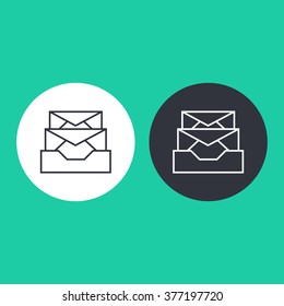 Vector illustration of thin line mailbox icon . Can be used as company logo, badge, web interface and mobile application button, pictogram