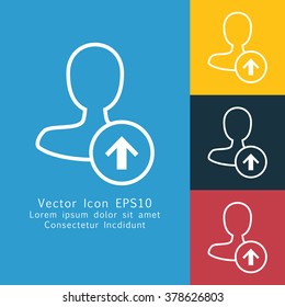 Vector illustration of thin line male user vote up action icon. Could be used as menu button, user interface element template, badge, sign, symbol, company logo