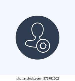 Vector illustration of thin line male user settings icon. Could be used as menu button, user interface element template, badge, sign, symbol, company logo