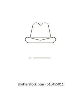 Vector illustration of thin line men hat icon on white background