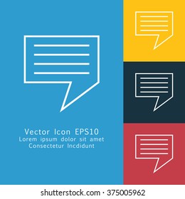 Vector illustration of thin line message bubble icon . Can be used as company logo, badge, web interface and mobile application button, pictogram